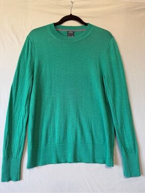 Gap Womens Merino Wool Pullover Sweater Size L Tall Green Preppy Long Sleeve
